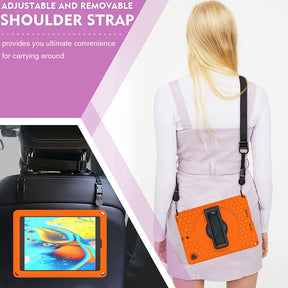 iPad Case With Handle Stand Shoulder Strap for iPad7/iPad8/iPad9 10.2/iPad10.5-OrangeBlack