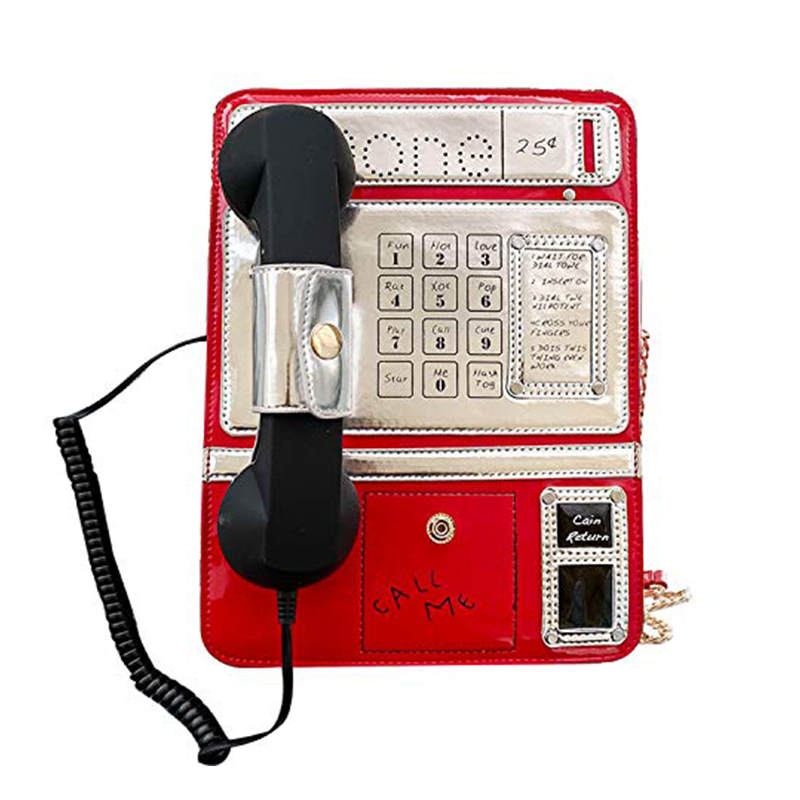 Fashion Telephone Shaped Shoulder Bag Ladies Funny Crossbody Bag-Red