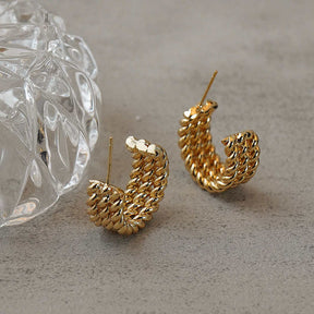 Three-layer Twisted Rope C-shaped Earrings for Women