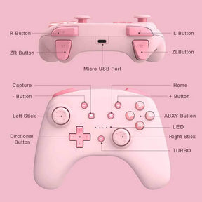 Wireless Controller with Turbo Wake-up Motion Vibratio for Nintendo Switch/Switch Lite/OLED-Pink