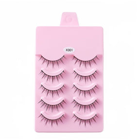 5 Pairs False Eyelashes Natural Curly 3D Lashes Set for Daily-x001