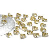 26Pcs Silver Bold Initial Letter Open Ring Adjustable for Party