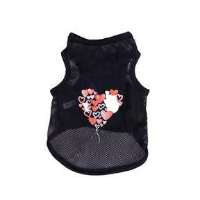 Dog Shirt Puppy Breathable Printed Mesh Clothes Vest T-Shirt Costume-Heart