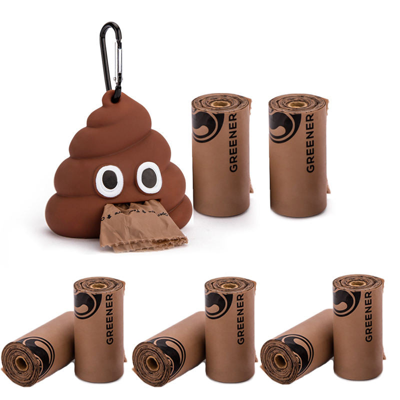 Pet Poop Bag Dispenser Dog Poop Bag Holder with 8 Rolls Waste Bags