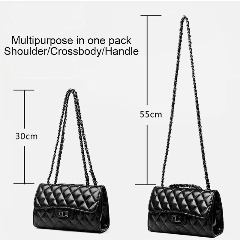 Womens Fashion Rhombus Shoulder Bags with Chain Strap-Black