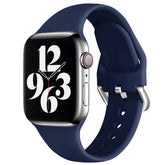 Silicone Sport Replacement Strap with Classic Clasp for iWatch Series SE 6 5 4 3 2 1-NavyBlue