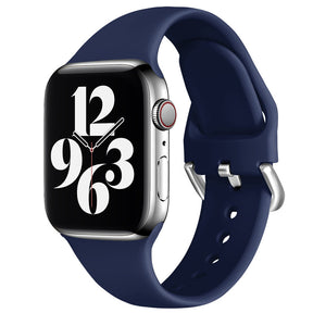 Silicone Sport Replacement Strap with Classic Clasp for iWatch Series SE 6 5 4 3 2 1-NavyBlue