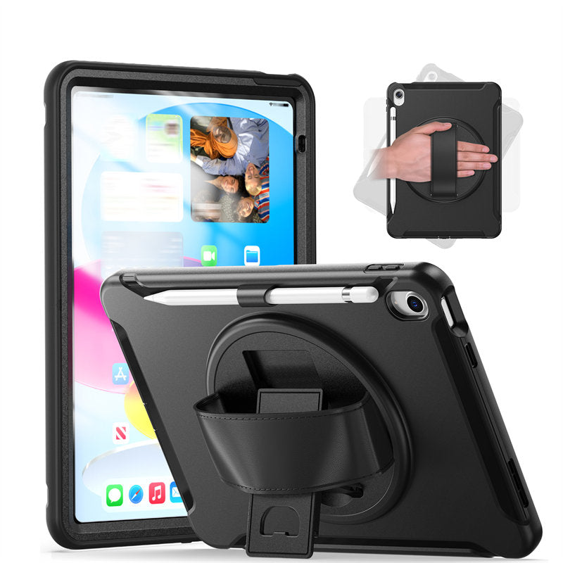 Tablet Case For iPad 10th with 360¡ã Kickstand/Hand Strap Shockproof-Black