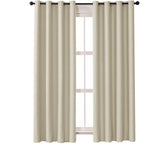 2 Panels Solid Color Blackout Curtains for Living Room-Beige