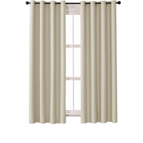 2 Panels Solid Color Blackout Curtains for Living Room-Beige