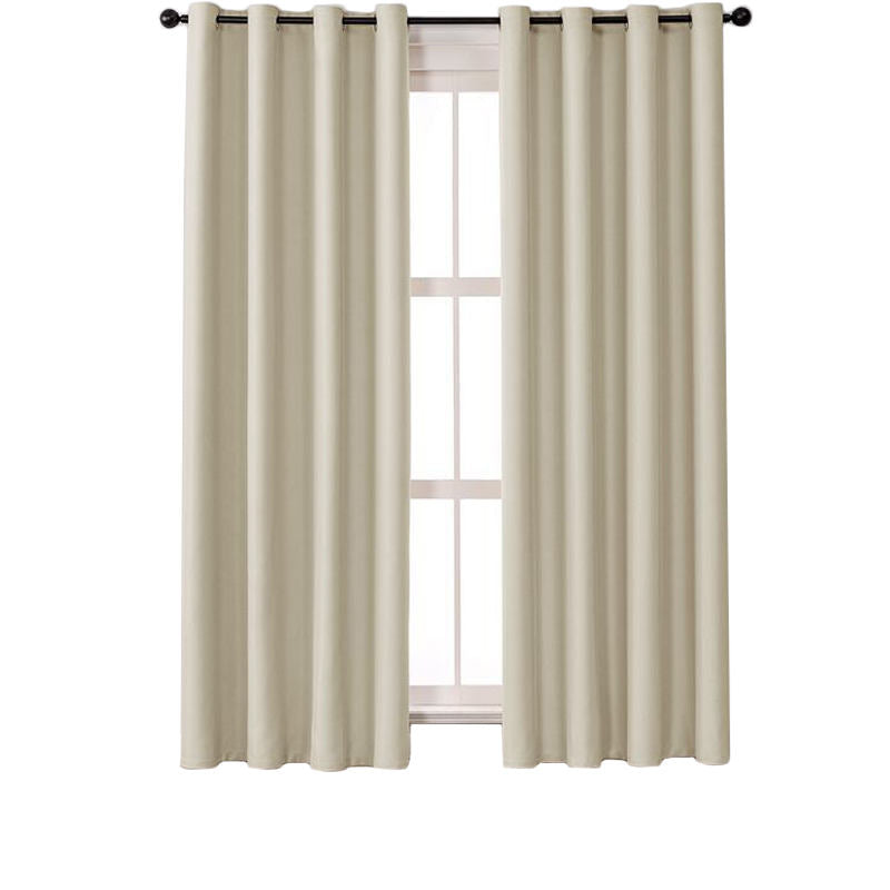 2 Panels Solid Color Blackout Curtains for Living Room-Beige