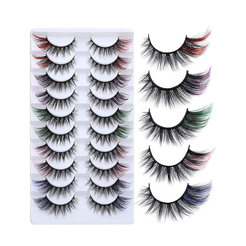 Cat Eye Colorful False Eyelashes Reusable Lash for Cosplay Festival