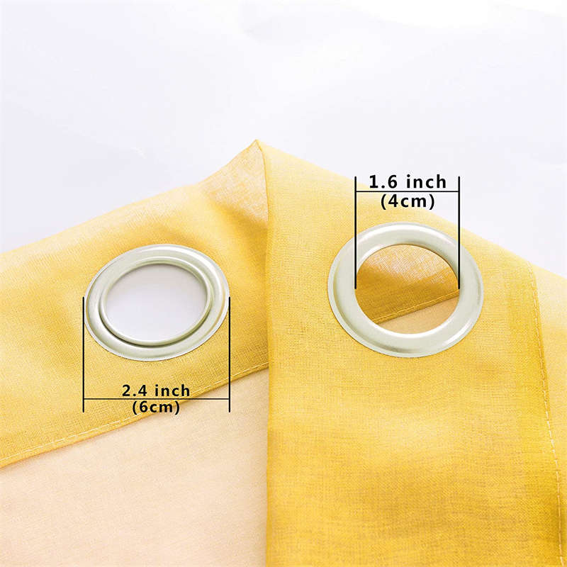 2 Panel Sheer Ombre Curtains Grommet Drapes for Girls Bedroom-YellowGrey