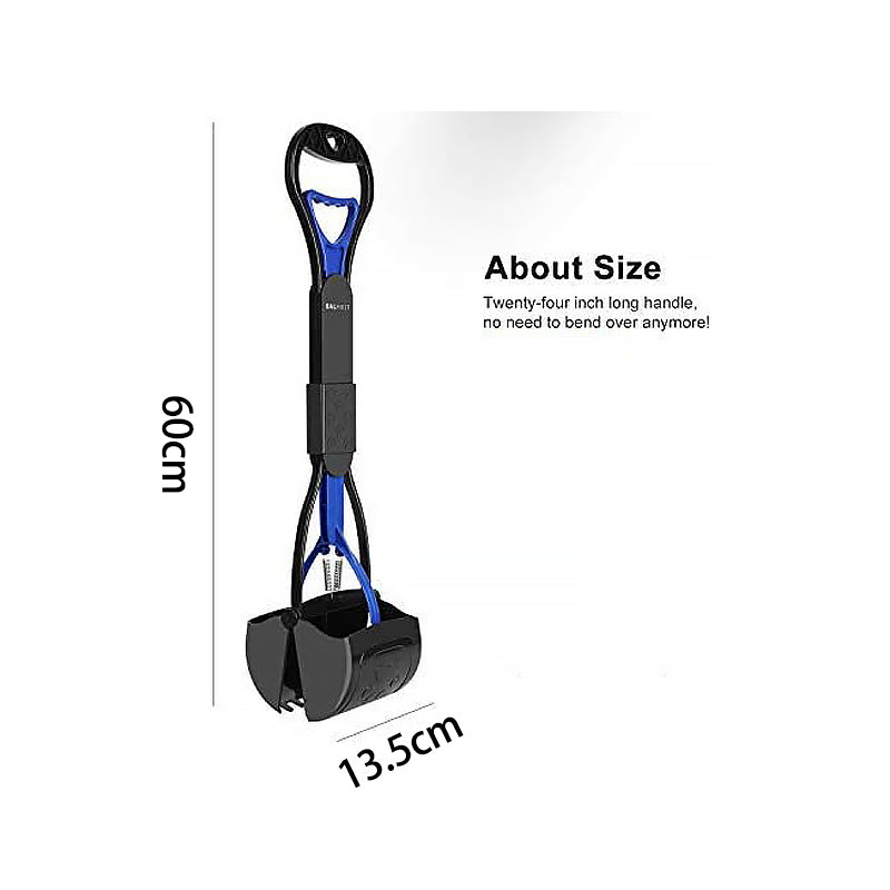 Non-Breakable Pet Pooper Scooper with Long Handle for Easy Grass and Gravel Pick Up-Blue