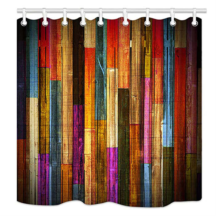 Vintage Wooden Printed Shower Curtains Bathroom Decor Accessory-9