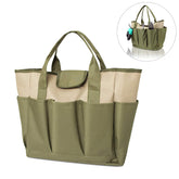 Garden Tools Bag Gardening Tote Organizer with 8 Deep Pockets for Gardener Regular Size Tools Storage -Khaki