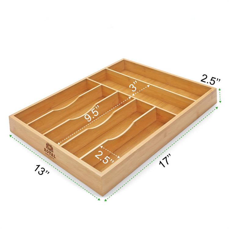 Bamboo Kitchen Drawer Organizer Tray For Silverware And Kitchen Utensils