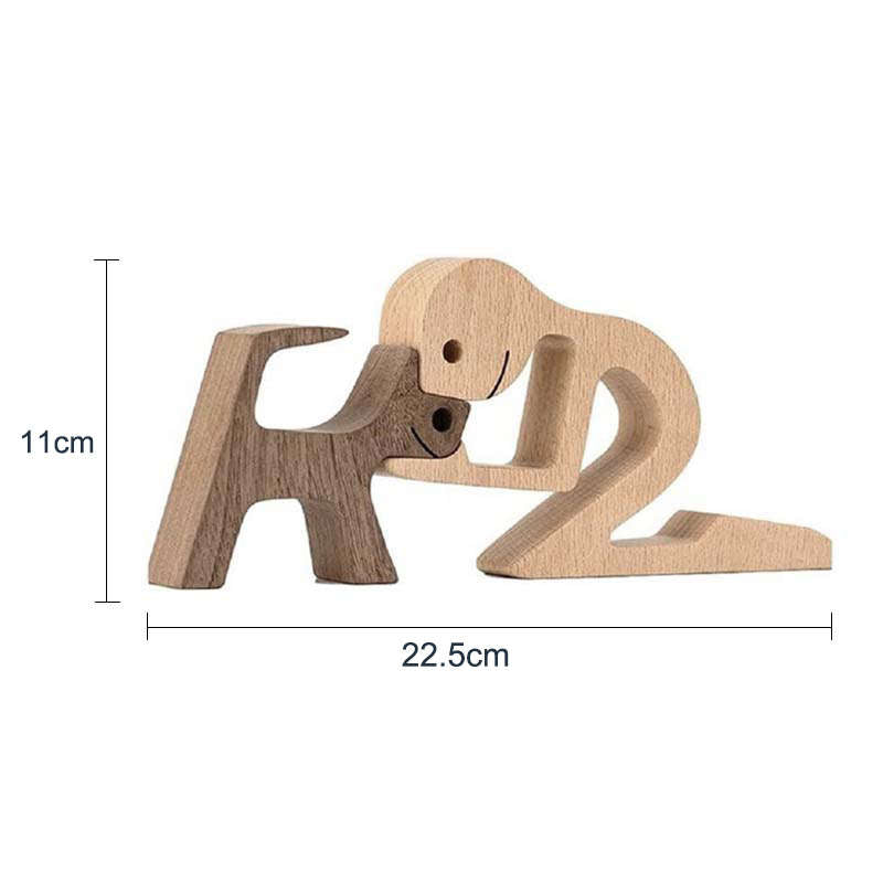 Men and Dog Wooden Statue Bedroom Home Decoration-5