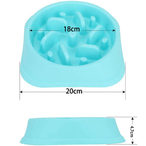 Dog Slow Feeder Non Slip Puzzle Bowl Anti-Gulping Pet Slower Food Feeding Dishes-Blue