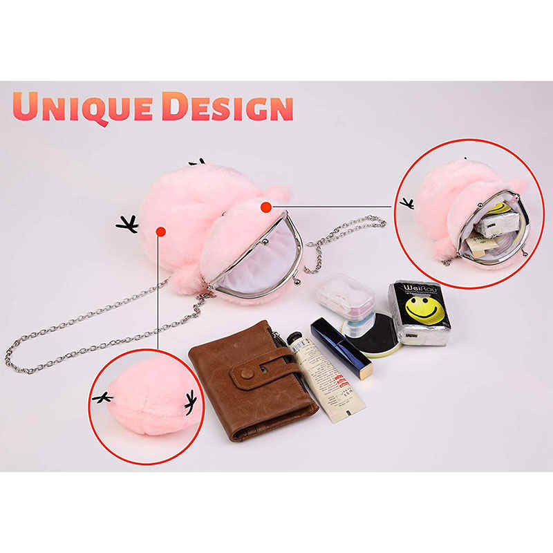 Women Cute Chick Plush Crossbody Bag Chic Small Cell Phone Wallet For Girls-Pink