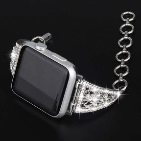 Round Chain Carved Metal Watch Band For Apple Watch SE/6/5/4/3/2/1(Silver)