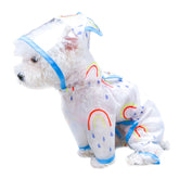 Dog Hoodie Raincoat Transparent Rainbow Printed Slicker for Small Dog -Blue