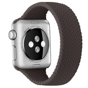 Soft Silicone Solo Loop Braided Wristbands Replacement Strap for iWatch Series SE/6/5/4/3/2/1-Coffee