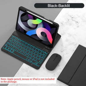 7 Color Backlit Keyboard Case with Pencil Holder for iPad Air 4/Air 5/Pro 11-Black