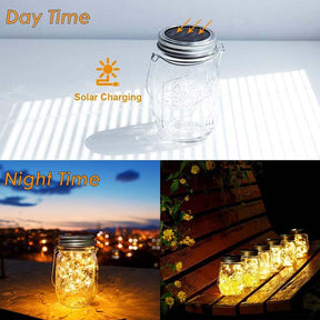 Mason Jar Solar Lantern Light 4 Pack-30 Leds Post Led Lights Starry Star Fairy Firefly Jar Lights for Outdoor Patio Garden Yard