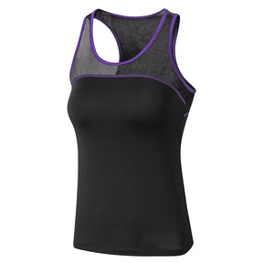 Workout Tank Tops Sleeveless Breathable Yoga Vest Sport Fitness Quick Drying Tight Stretch Top 92102-Black&Purple