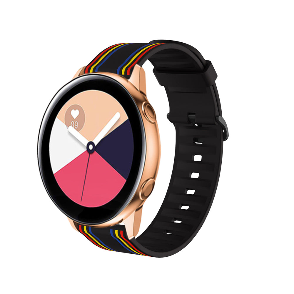 Silicone Band Striped Watch Band For Samsung Galaxy Watch 42/46mm Gear S3 Frontier/Classic(Rainbow Black)