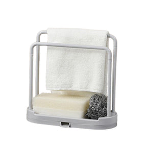 Kitchen Drain Rack Tray for Sponge Dishcloth Brush Storage-Grey