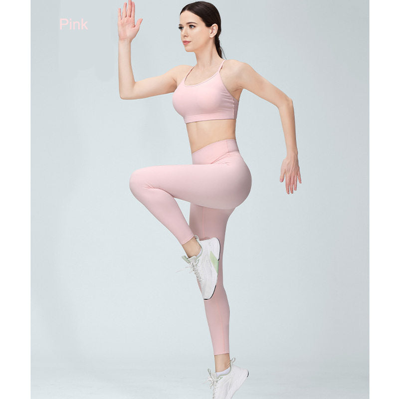 Womens Yoga Pants Breathable Naked Feeling Fitness Leggings-Pink