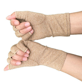 Winter Half Finger Outdoor Sport Driving Riding Cotton Breathable Gloves-Brown-LYX-08062-2