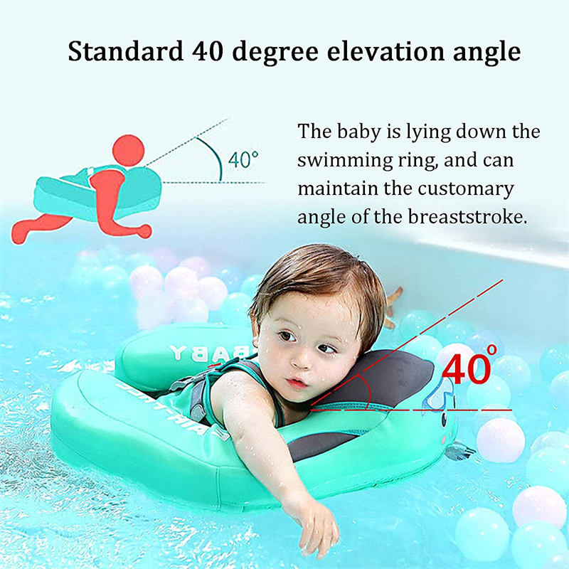 Non Inflatable Baby Pool Float No Flip Over Baby Floats for Infants Aged 3-48 Months-Pink