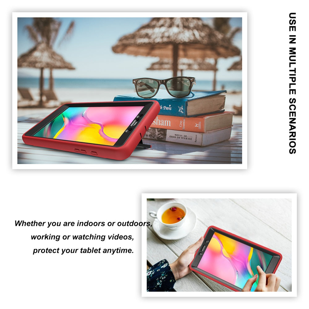 Shock Wave Kickstand Case Anti-Fall Protection For Samsung Tab A 8inch T290/T295(2019)-Red