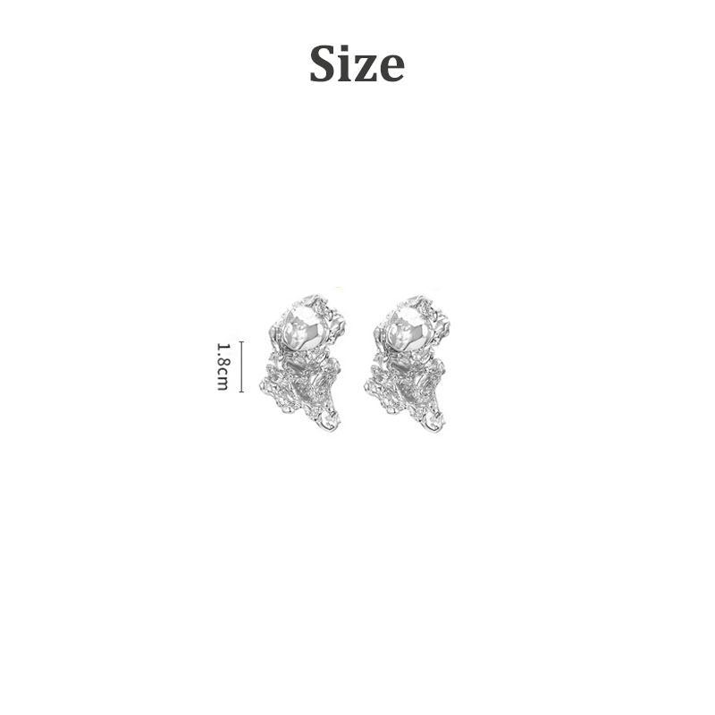 Retro Irregular Metal Stud Earrings for Women Girls Gift-Sliver