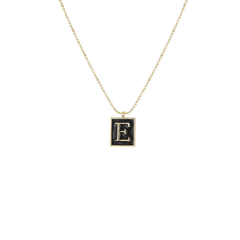 English Letters Oil Drop Pendant Necklace As Gift For Men Women-E