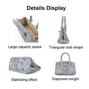 Ladies Denim Tote Bag Fashion Sense Wear Resistant Platinum Handbag