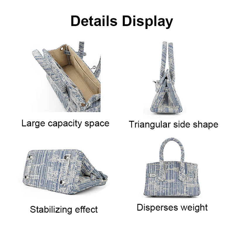 Ladies Denim Tote Bag Fashion Sense Wear Resistant Platinum Handbag