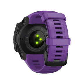 For Garmin Instinct Watchband Soft Silicone Adjustable Replacement Strap 22MM Black Steel Buckle-Purple
