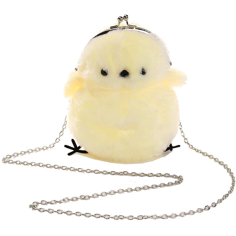 Women Cute Chick Plush Crossbody Bag Chic Small Cell Phone Wallet For Girls-Yellow