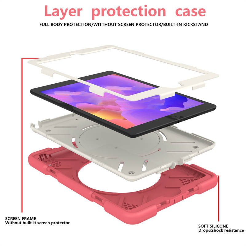 iPad Case For iPad 10.2 with 360¡ãSwivel Stand-Begonia Red