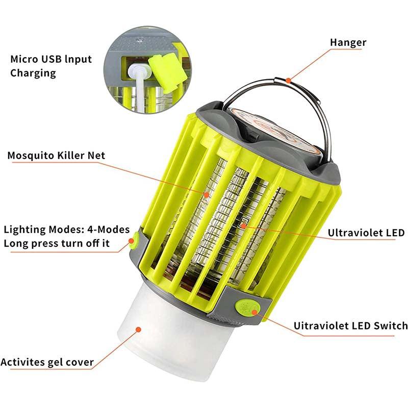 Mosquito Killer Lamp IP67 Waterproof 300LM Flashlights Camping Accessories