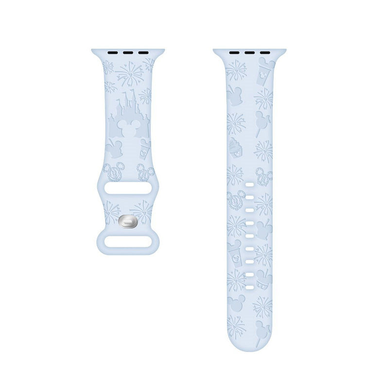 Cartoon Engraved Bands Silicone Castle Pattern for Apple Watch-BlueB