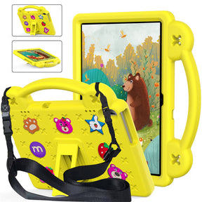 Strawberry Tablet Case with Handle Shoulder Strap for Huawei MediaPad T5 10.1 inch Tab P10-Yellow