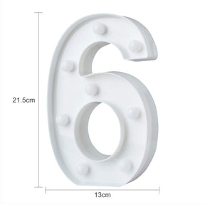 Decorative Led Light Up Number Letters White Plastic Marquee Number Lights Sign Party Wedding Decor Battery Operated (A)