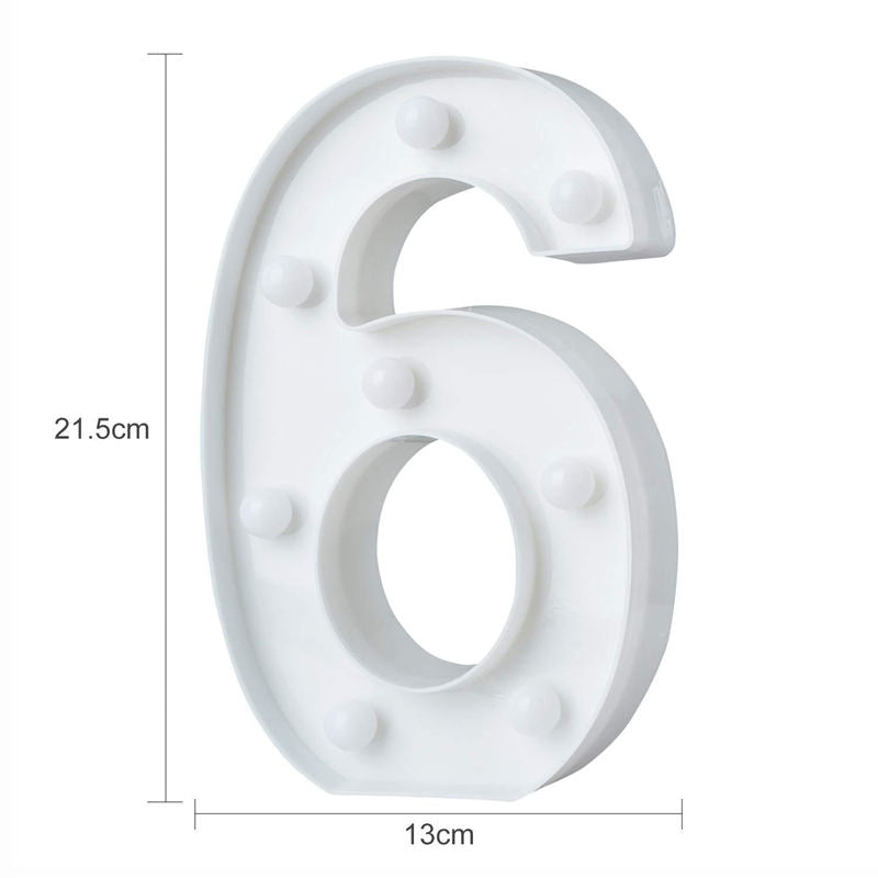 Decorative Led Light Up Number Letters White Plastic Marquee Number Lights Sign Party Wedding Decor Battery Operated (D)