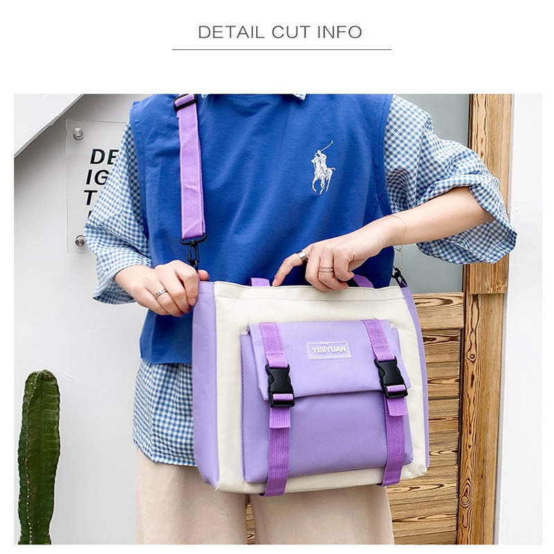 5Pcs Kawaii Backpack Set with Pendants Pins for School Teens-Purple