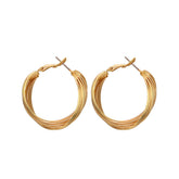 Pair of Womens Fashion Gold Twist Hoop Earrings